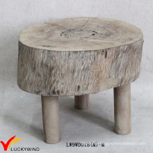 Small Round Staining Chic Foot Rest Natural Wood Stool